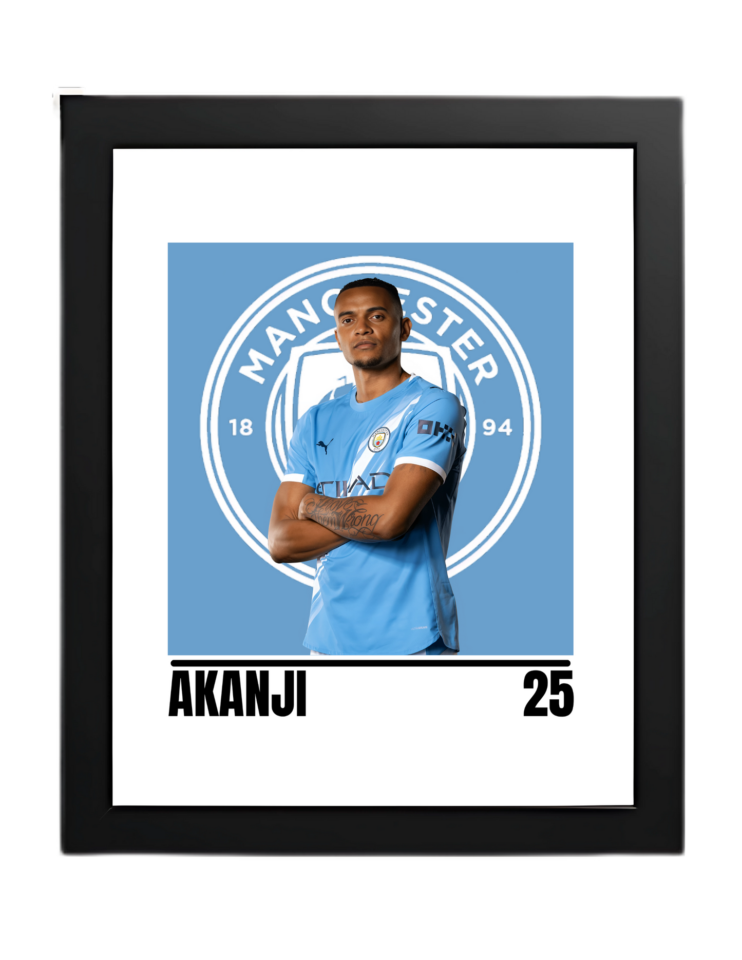 Premium Akanji A4 Football Print | Manchester City Wall Art Poster – Glossy Finish