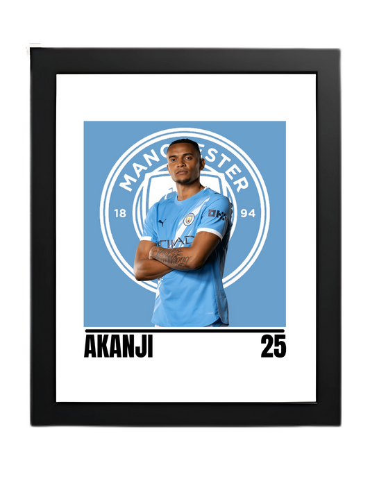 Premium Akanji A4 Football Print | Manchester City Wall Art Poster – Glossy Finish