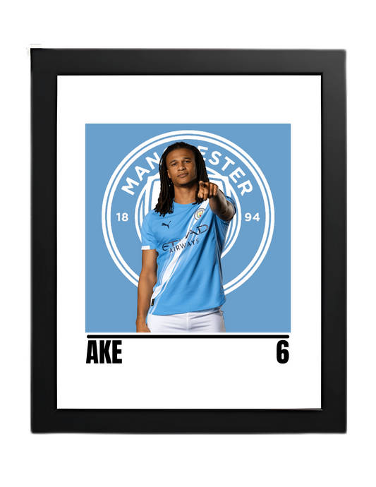 Premium Aké A4 Football Print | Manchester City Wall Art Poster – Glossy Finish