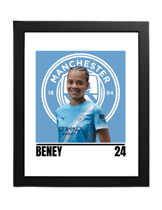Premium Iman Beney A4 Football Print | Manchester City Women’s Wall Art Poster – Glossy Finish