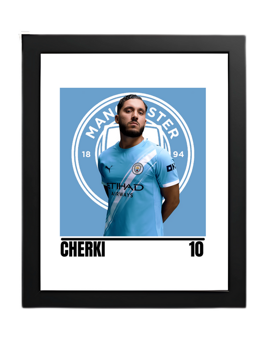 Premium Rayan Cherki A4 Football Print | Manchester City Wall Art Poster – Glossy Finish