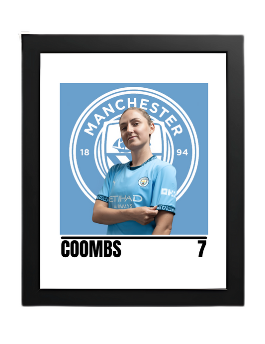 Premium Laura Coombs A4 Football Print | Manchester City Women’s Wall Art Poster – Glossy Finish