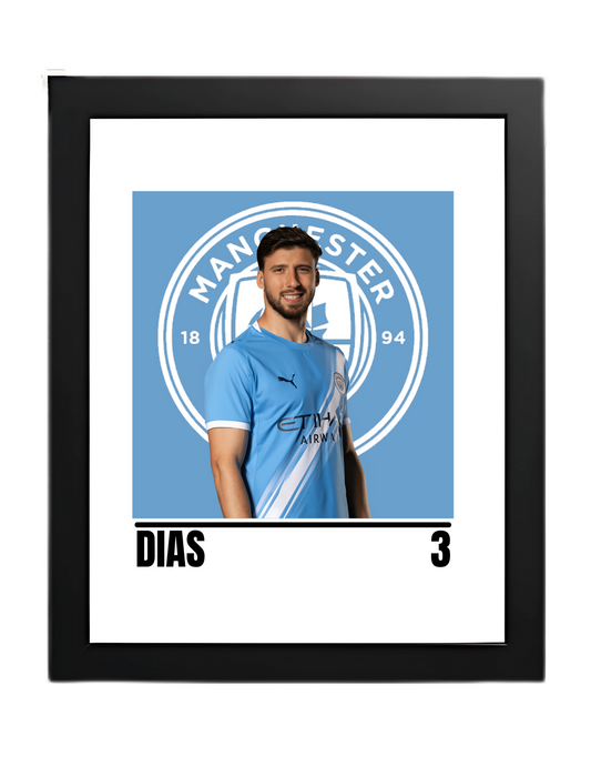 Premium Rúben Dias A4 Football Print | Manchester City Wall Art Poster – Glossy Finish