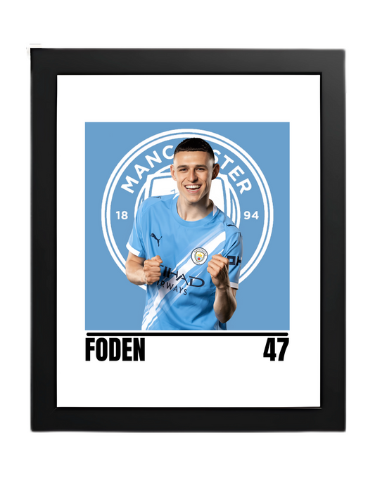 Premium Phil Foden A4 Football Print | Manchester City Wall Art Poster – Glossy Finish
