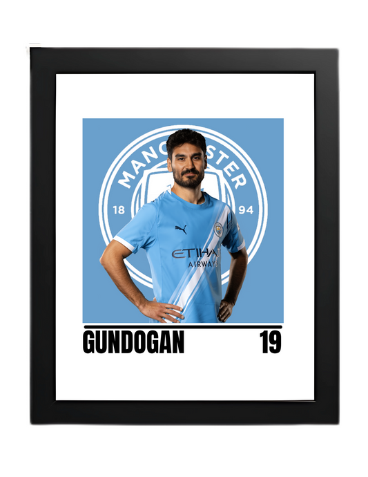 Premium İlkay Gündoğan A4 Football Print | Manchester City Wall Art Poster – Glossy Finish