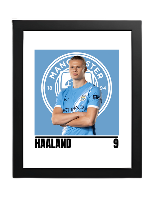 Premium Erling Haaland A4 Football Print | Manchester City Wall Art Poster – Glossy Finish