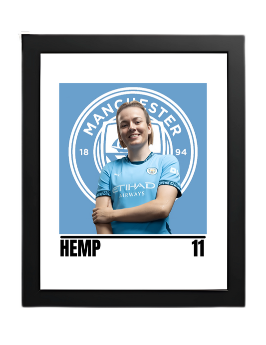 Premium Lauren Hemp A4 Football Print | Manchester City Women’s Wall Art Poster – Glossy Finish