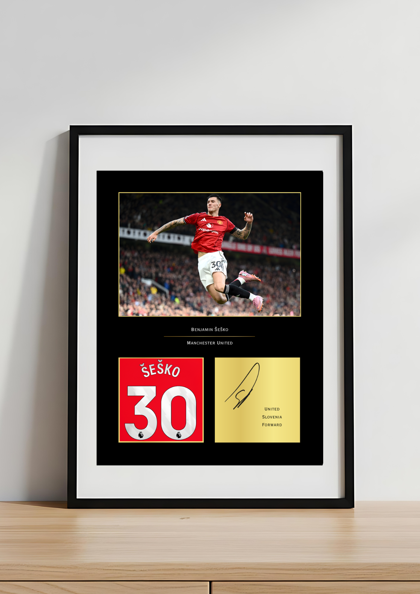 Benjamin Sesko Manchester United Art Print | Sesko MUFC Poster | Old Trafford Football Wall Art | Man United Fan Gift