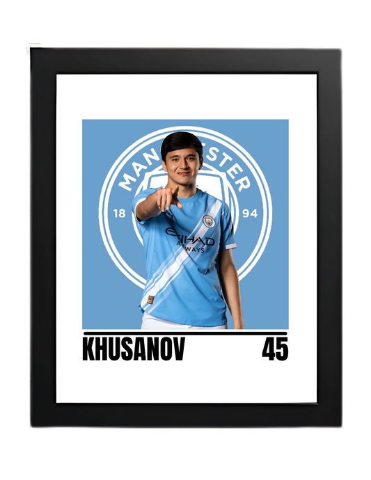 Premium Khusanov A4 Football Print | Manchester City Wall Art Poster – Glossy Finish