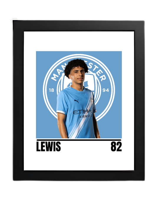 Premium Lewis A4 Football Print | Manchester City Men’s Wall Art Poster – Glossy Finish