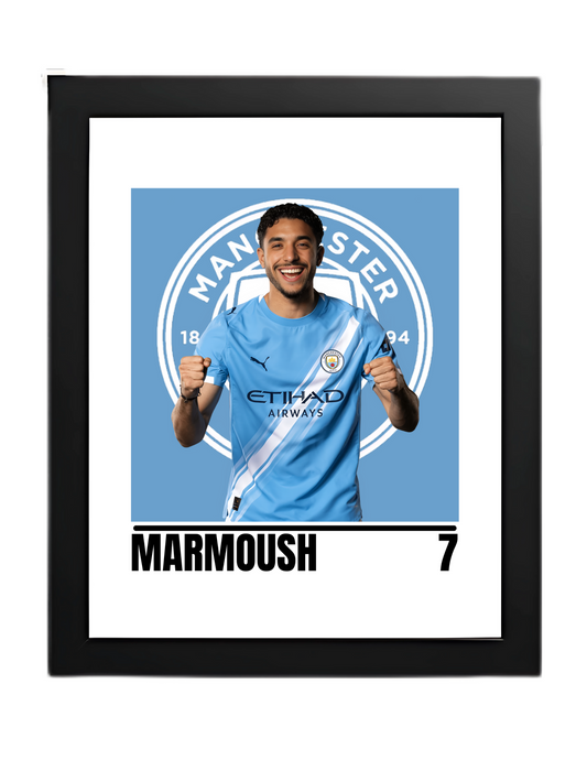 Premium Karim Marmoush A4 Football Print | Manchester City Men’s Wall Art Poster – Glossy Finish