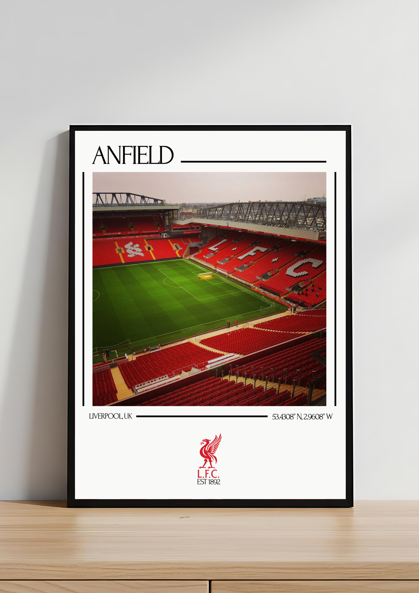 Anfield Stadium Art Print | Liverpool FC Football Wall Art | Iconic Anfield Print for LFC Fans
