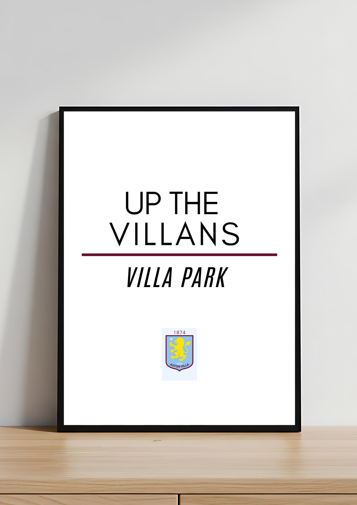 Minimalist Aston Villa Print – Up The Villans | AVFC Wall Art | Football Typography Print