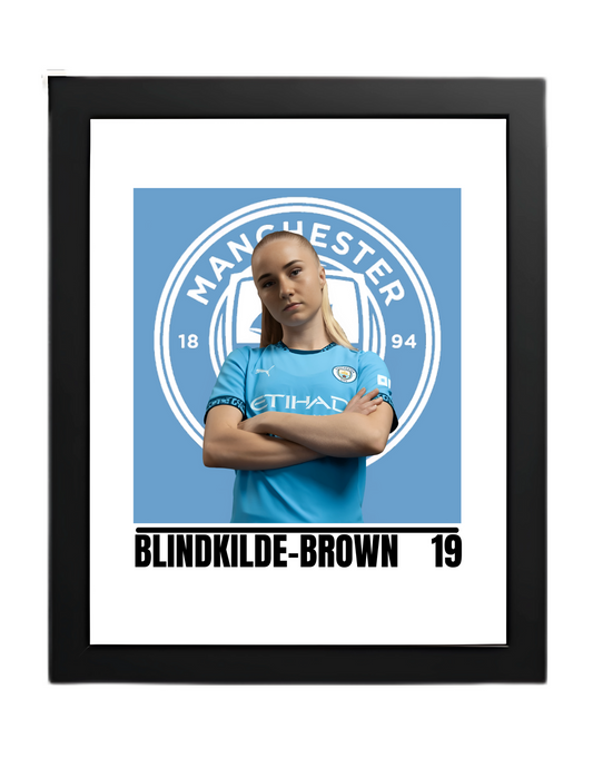 Premium Blindkilde-Brown A4 Football Print | Manchester City Women’s Wall Art Poster – Glossy Finish