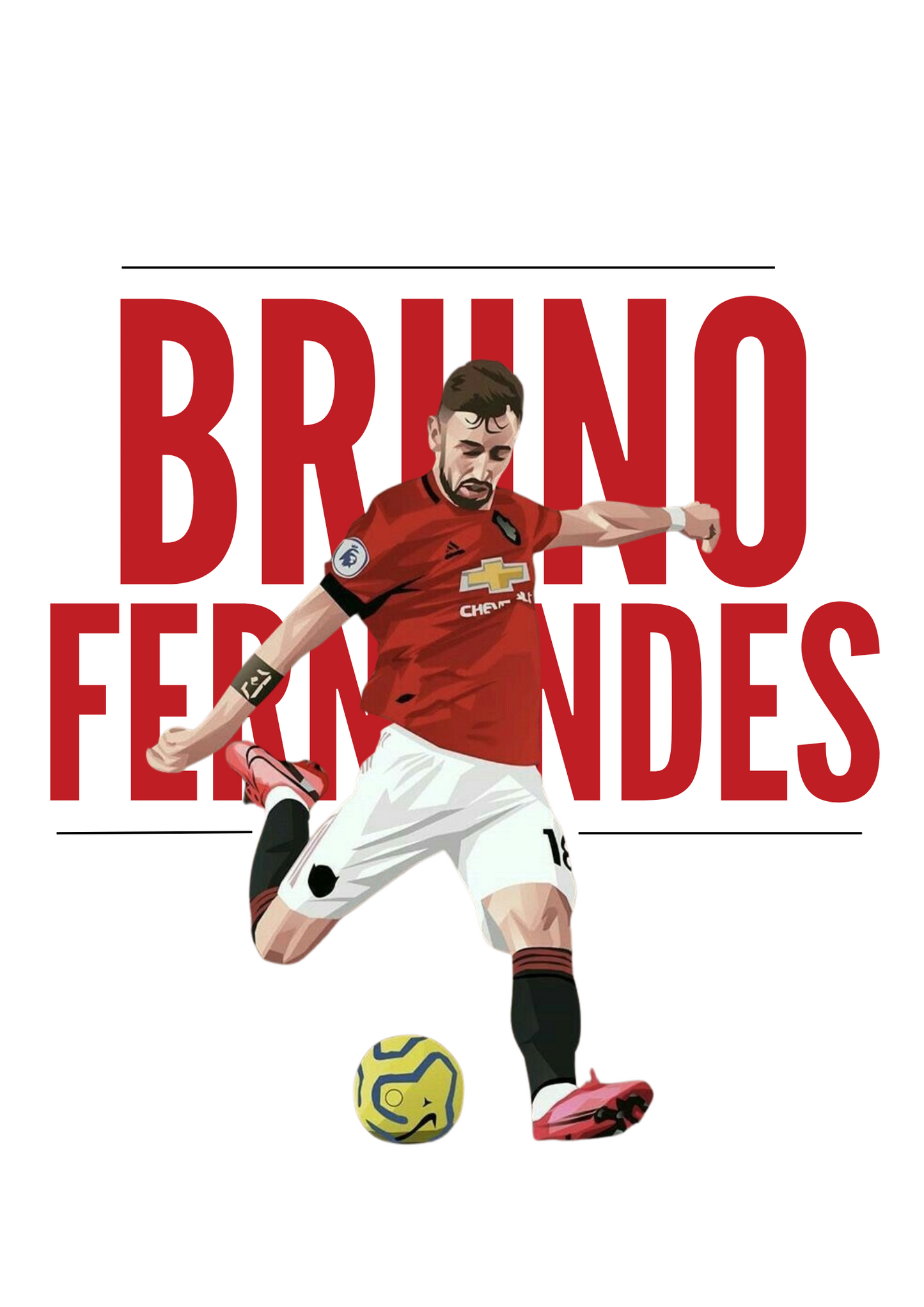 Bruno Fernandes Manchester United Minimalist Art Print | MUFC Typography Print | Modern Football Wall Art