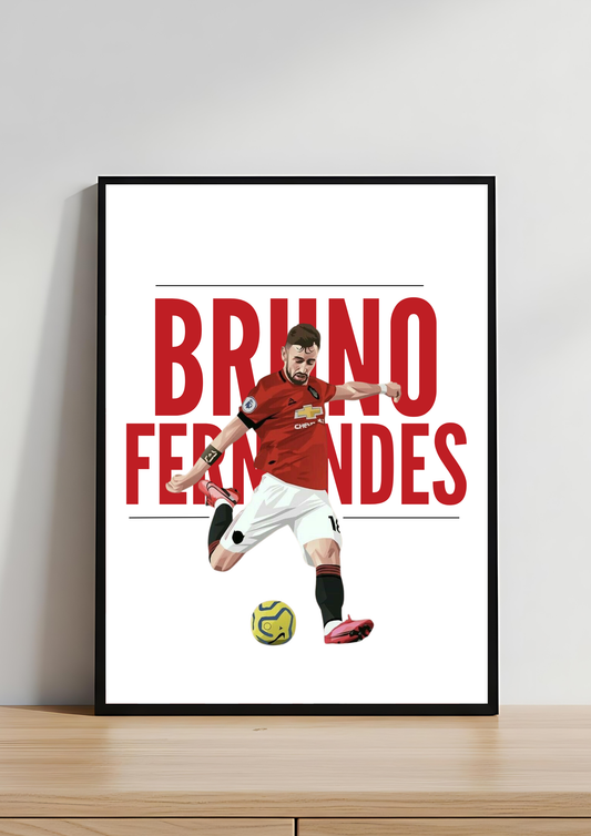 Bruno Fernandes Manchester United Minimalist Art Print | MUFC Typography Print | Modern Football Wall Art