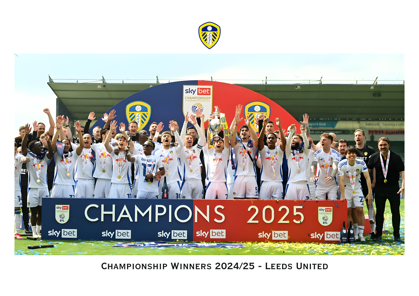 Leeds United Championship Winners Art Print | LUFC Champions Poster | Football Wall Art for Leeds Fans