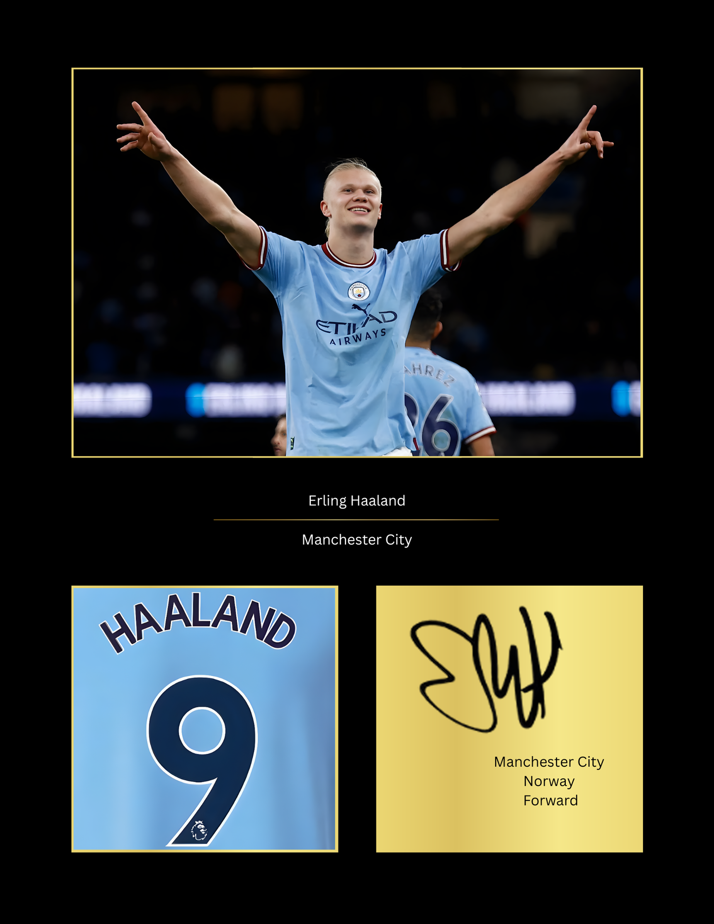 Erling Haaland Manchester City Art Print | Haaland Poster | MCFC Football Wall Art for Fans