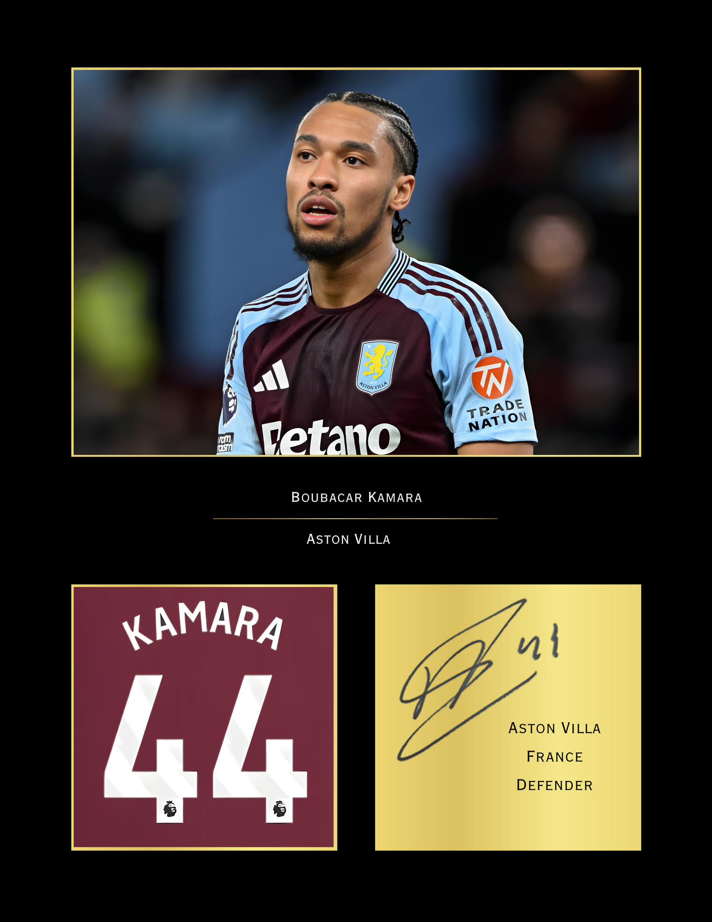 Boubacar Kamara Aston Villa Art Print | Kamara Poster | Villa Park Football Wall Art | Aston Villa FC Gift