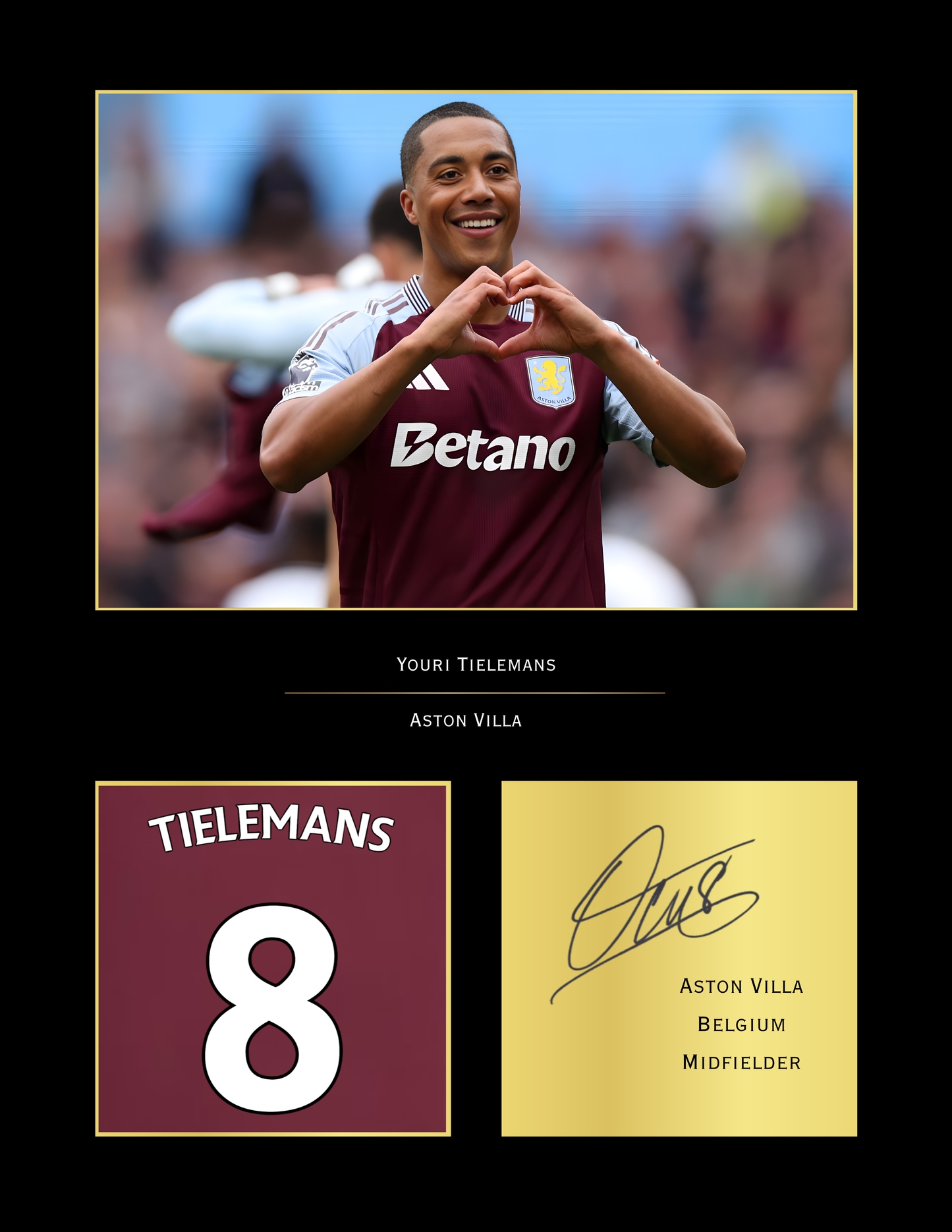 Youri Tielemans Aston Villa FC Art Print | Tielemans Poster | Villa Park Football Wall Art for Fans