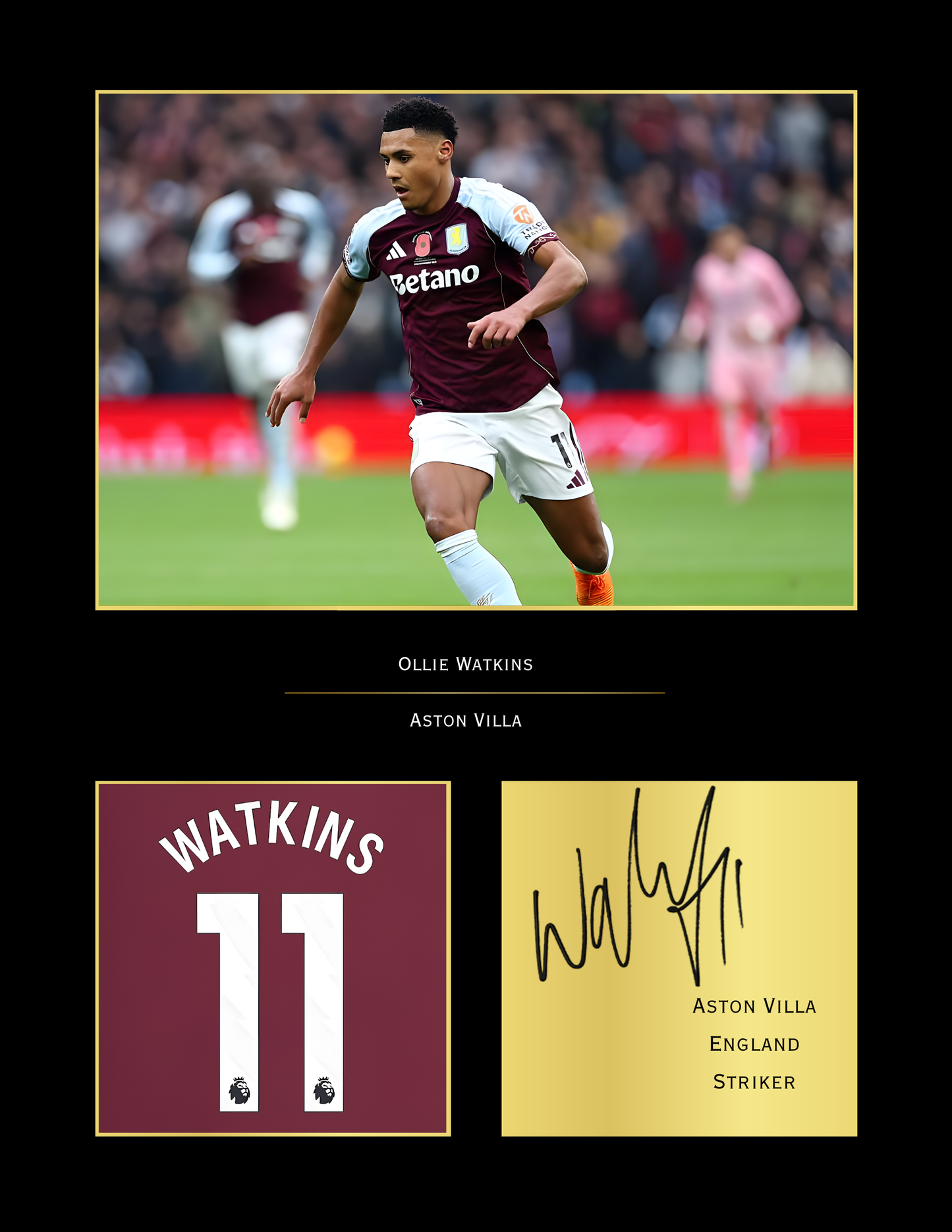 Ollie Watkins Aston Villa FC Art Print | Watkins Poster | Villa Park Football Wall Art for Fans