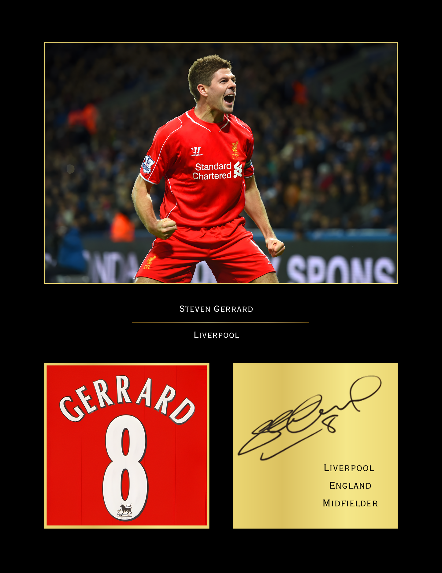 Steven Gerrard Liverpool FC Art Print | Gerrard Poster | Anfield Football Wall Art for Fans