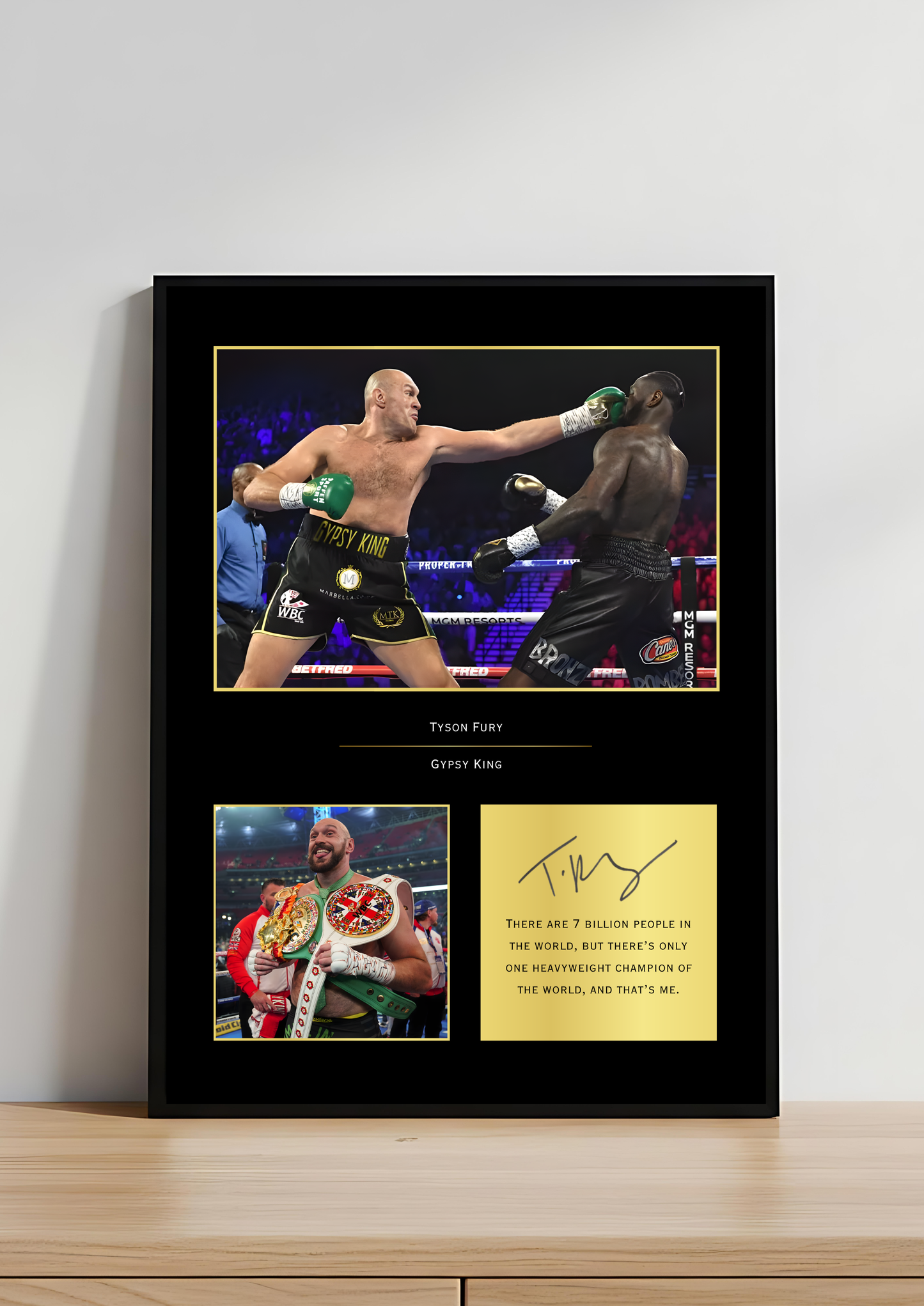 Tyson Fury Signed Boxing Art Print | Autograph Print | Gypsy King Wall Art for Fans