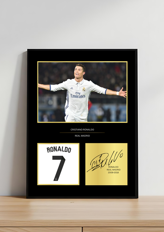 Cristiano Ronaldo Signed A4 Football Art Print | CR7 Autographed Wall Art | Premium Football Decor