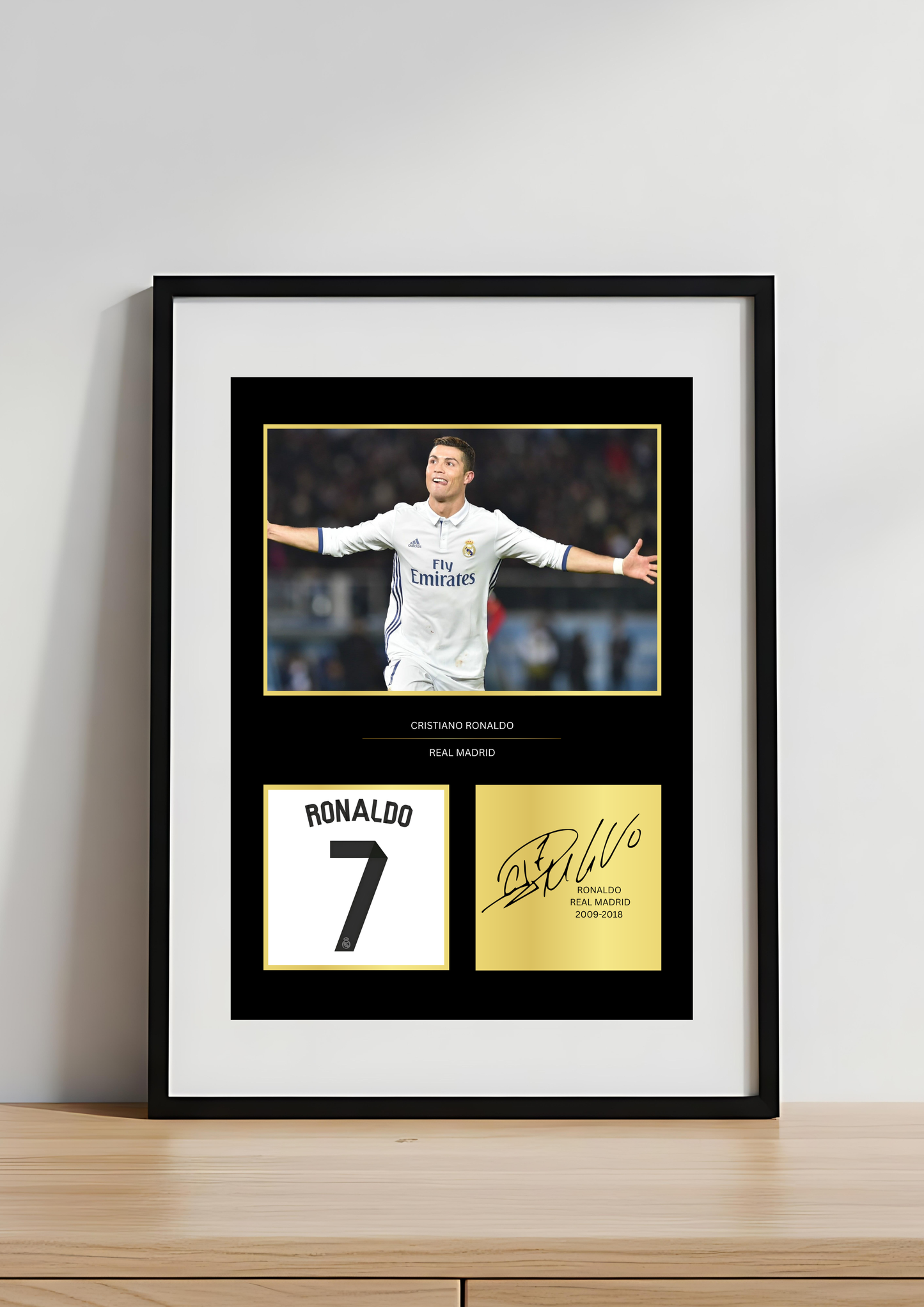 Cristiano Ronaldo Signed A4 Football Art Print | CR7 Autographed Wall Art | Premium Football Decor