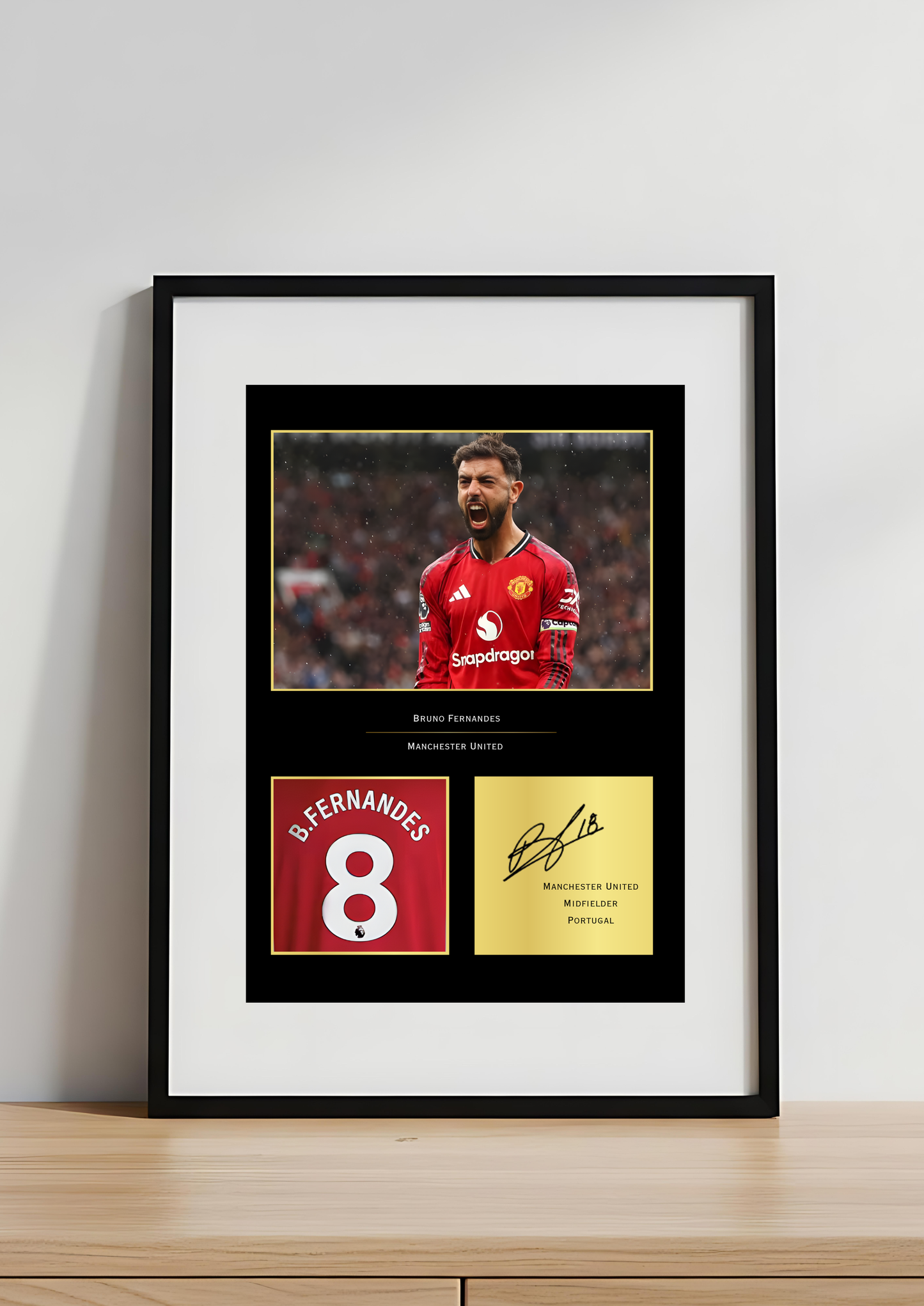 Bruno Fernandes Signed Art Print | Manchester United Autograph Print | MUFC Football Wall Art for Fans