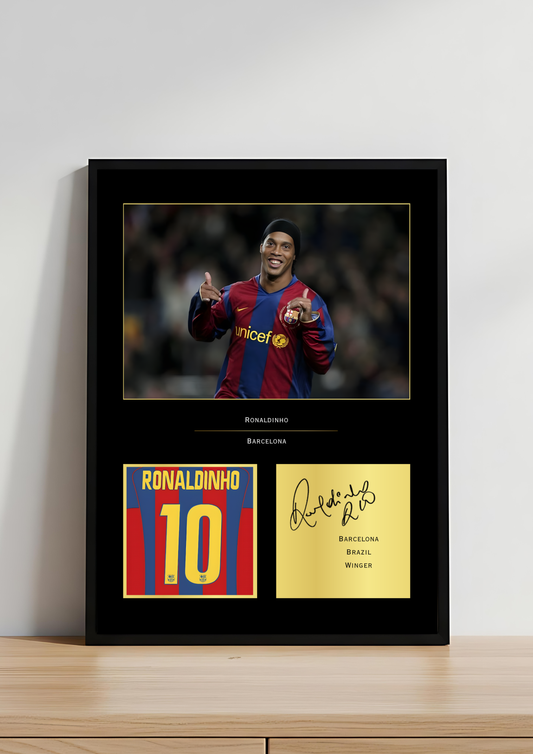 Ronaldinho Barcelona Art Print | Ronaldinho Barça Poster | Camp Nou Football Wall Art | FC Barcelona Legend Gift