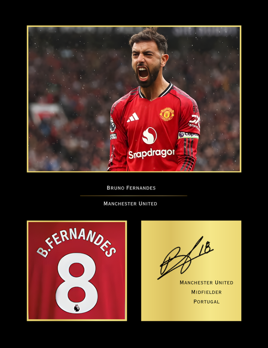 Bruno Fernandes Signed Art Print | Manchester United Autograph Print | MUFC Football Wall Art for Fans