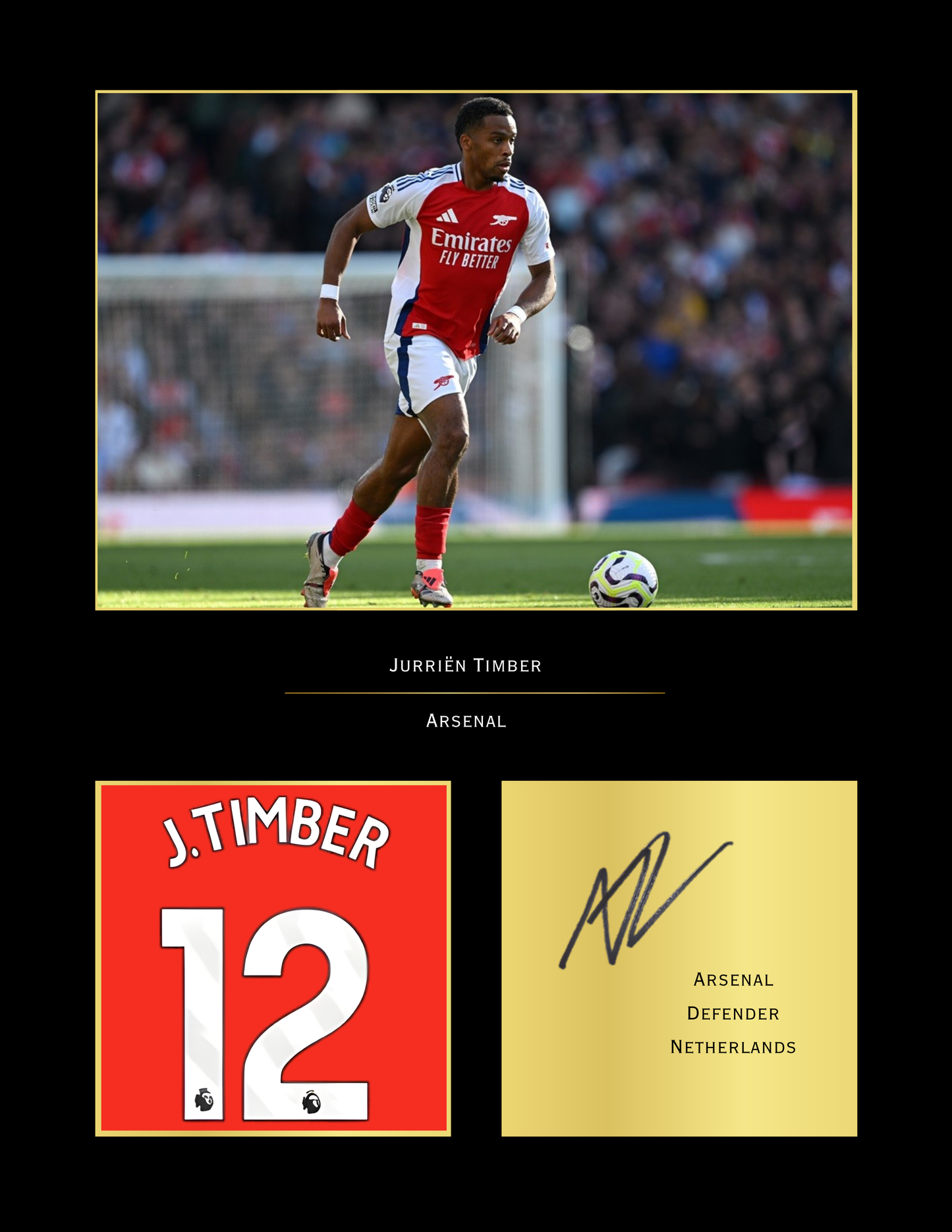 Jurrien Timber Arsenal Art Print | Timber AFC Poster | Emirates Stadium Football Wall Art | Arsenal Fan Gift