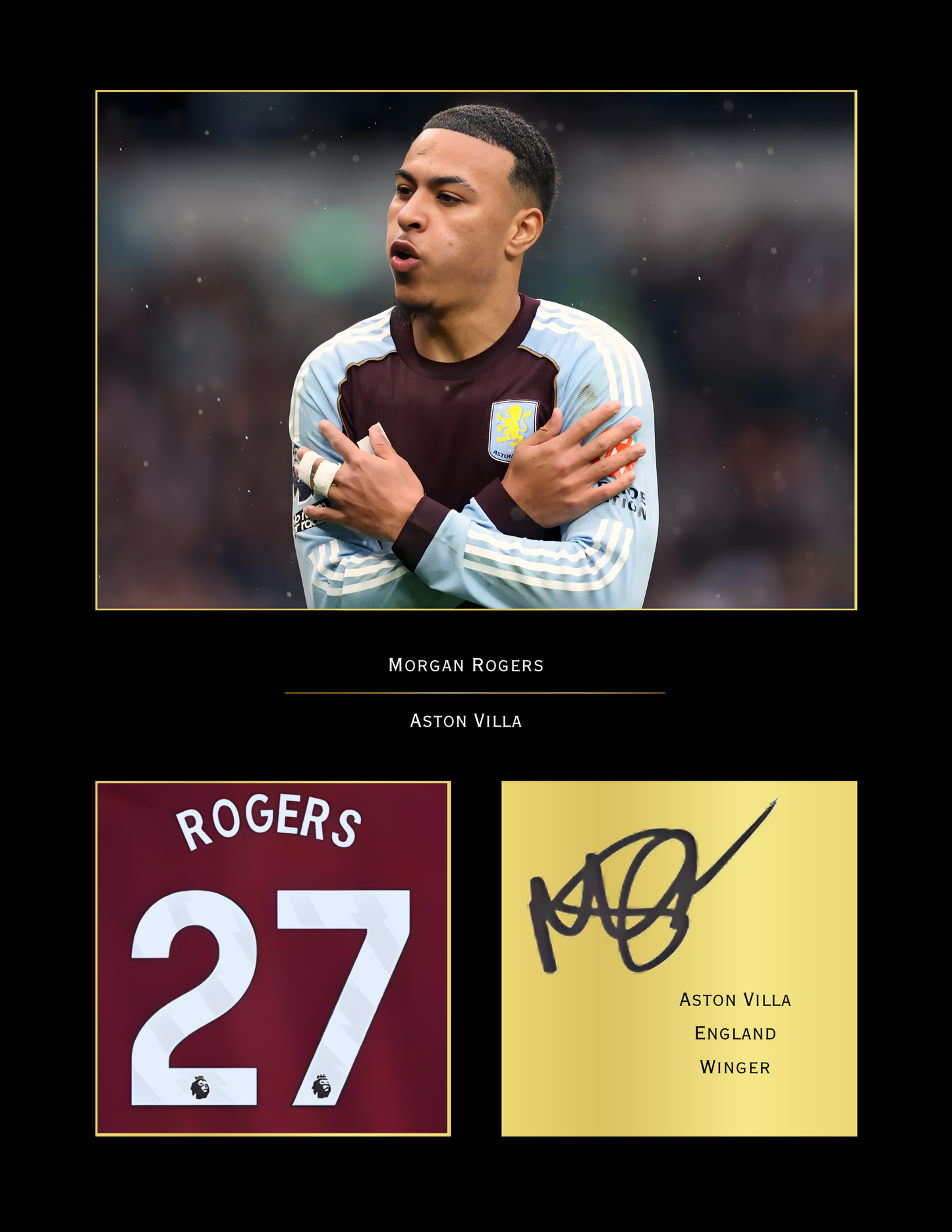 Morgan Rogers Aston Villa FC Art Print | Youngstar Poster | Villa Park Football Wall Art