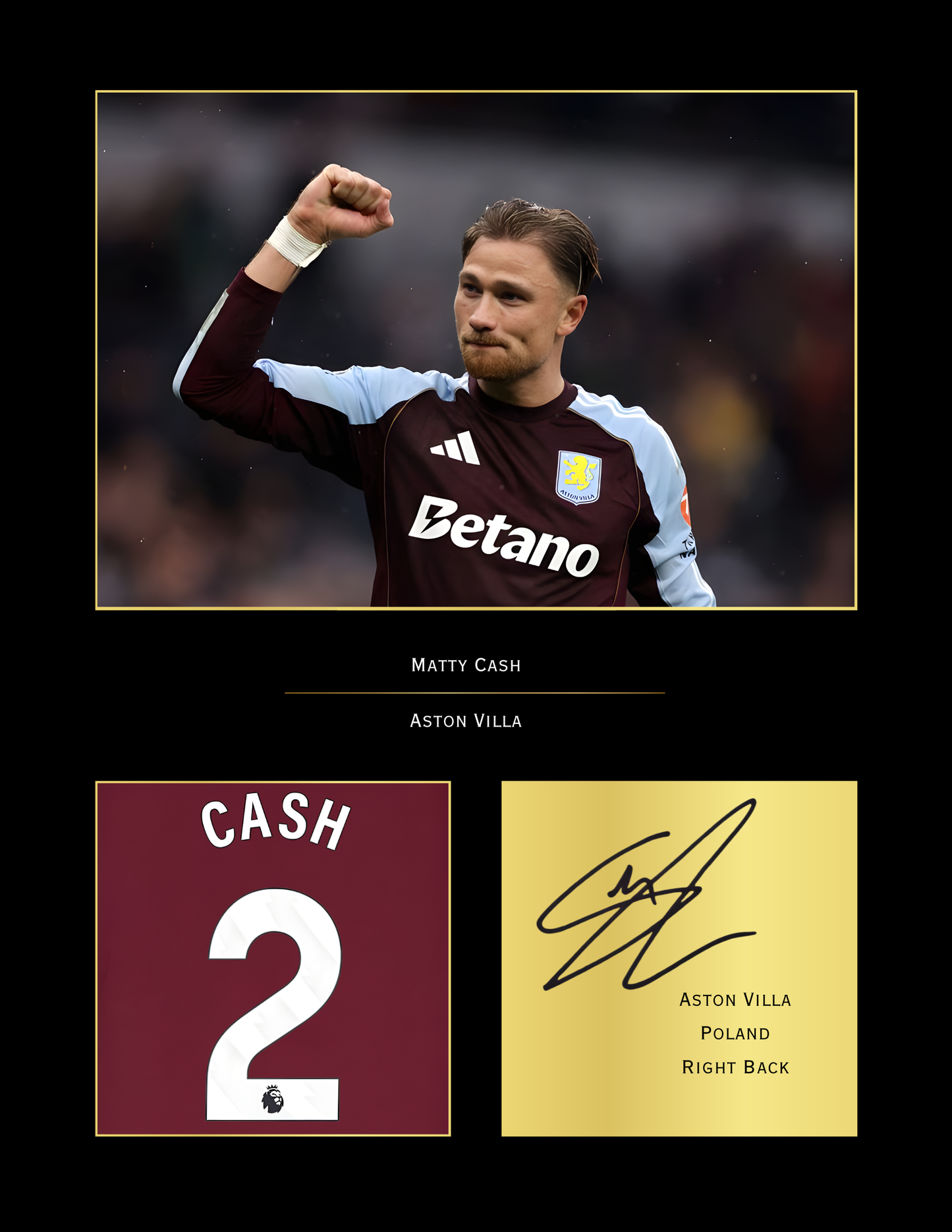 Matty Cash Aston Villa FC Art Print | Cash Poster | Villa Park Football Wall Art for Fans
