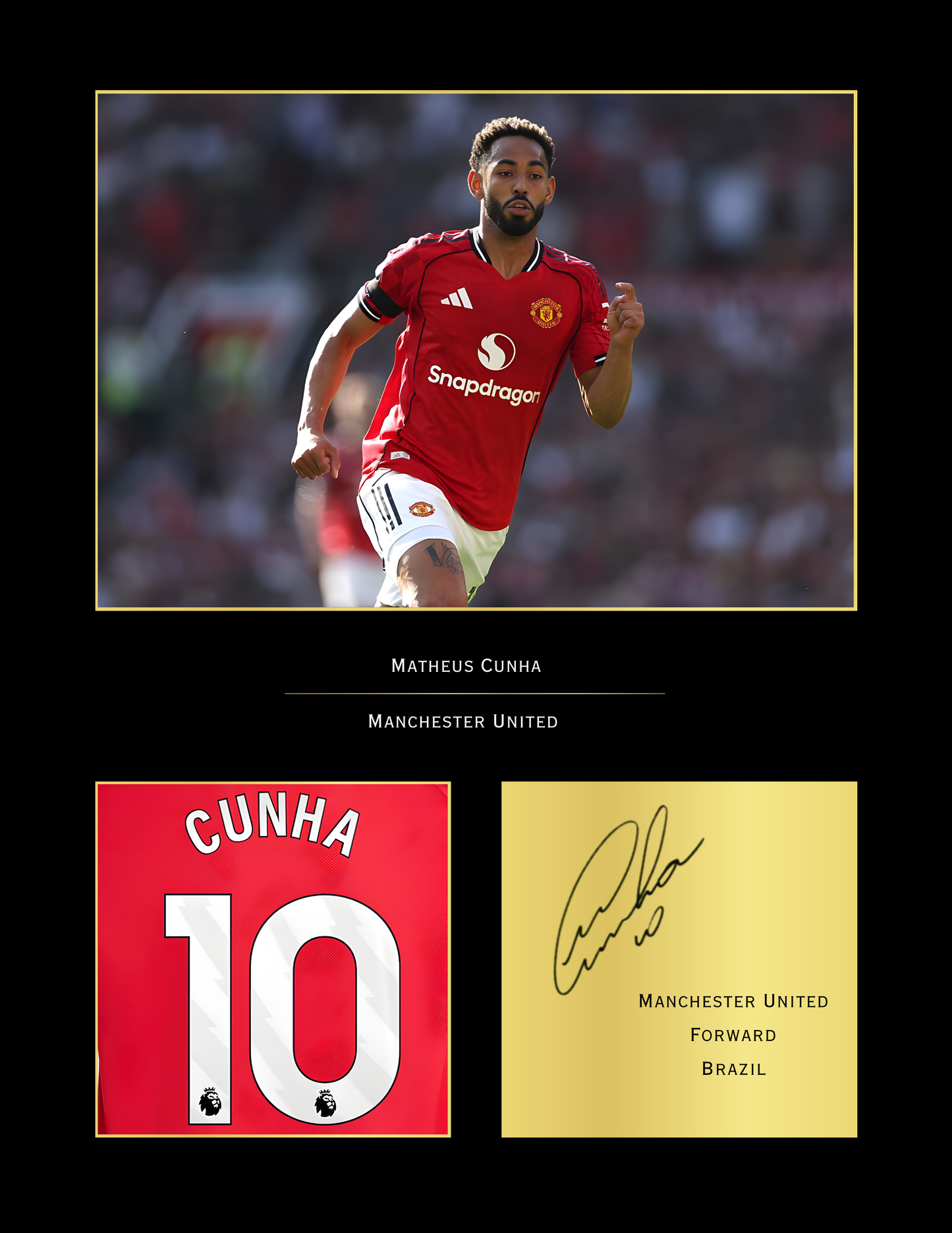Matheus Cunha Manchester United Art Print | Cunha Man United Poster | Old Trafford Football Wall Art | United Fan Gift