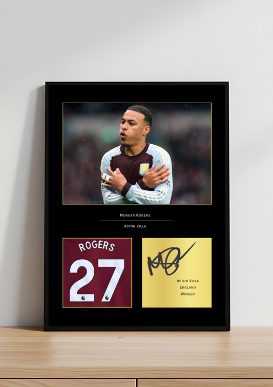 Morgan Rogers Aston Villa FC Art Print | Youngstar Poster | Villa Park Football Wall Art