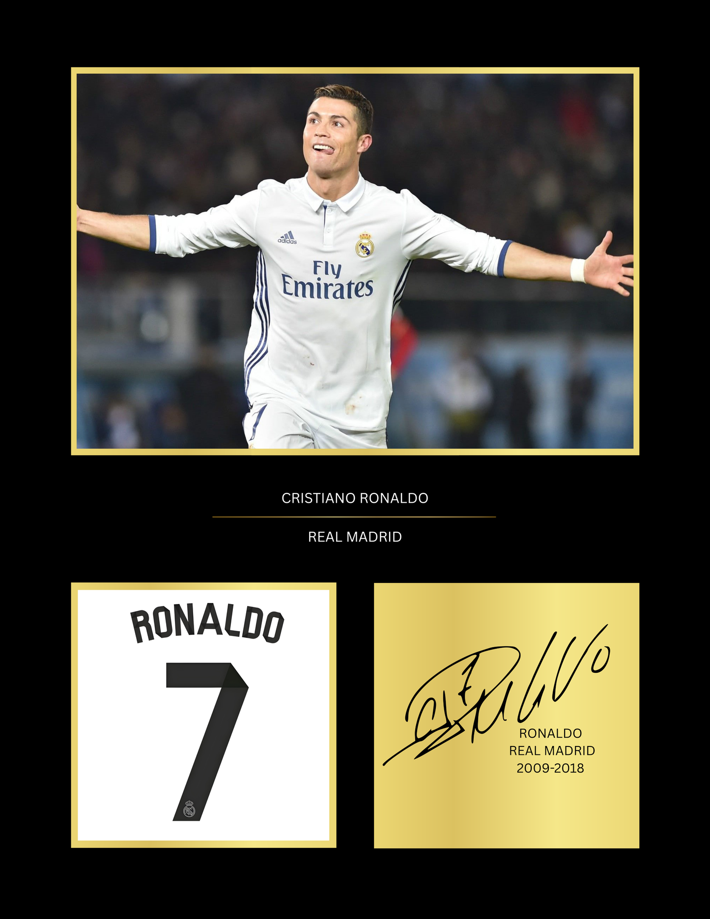 Cristiano Ronaldo Signed A4 Football Art Print | CR7 Autographed Wall Art | Premium Football Decor