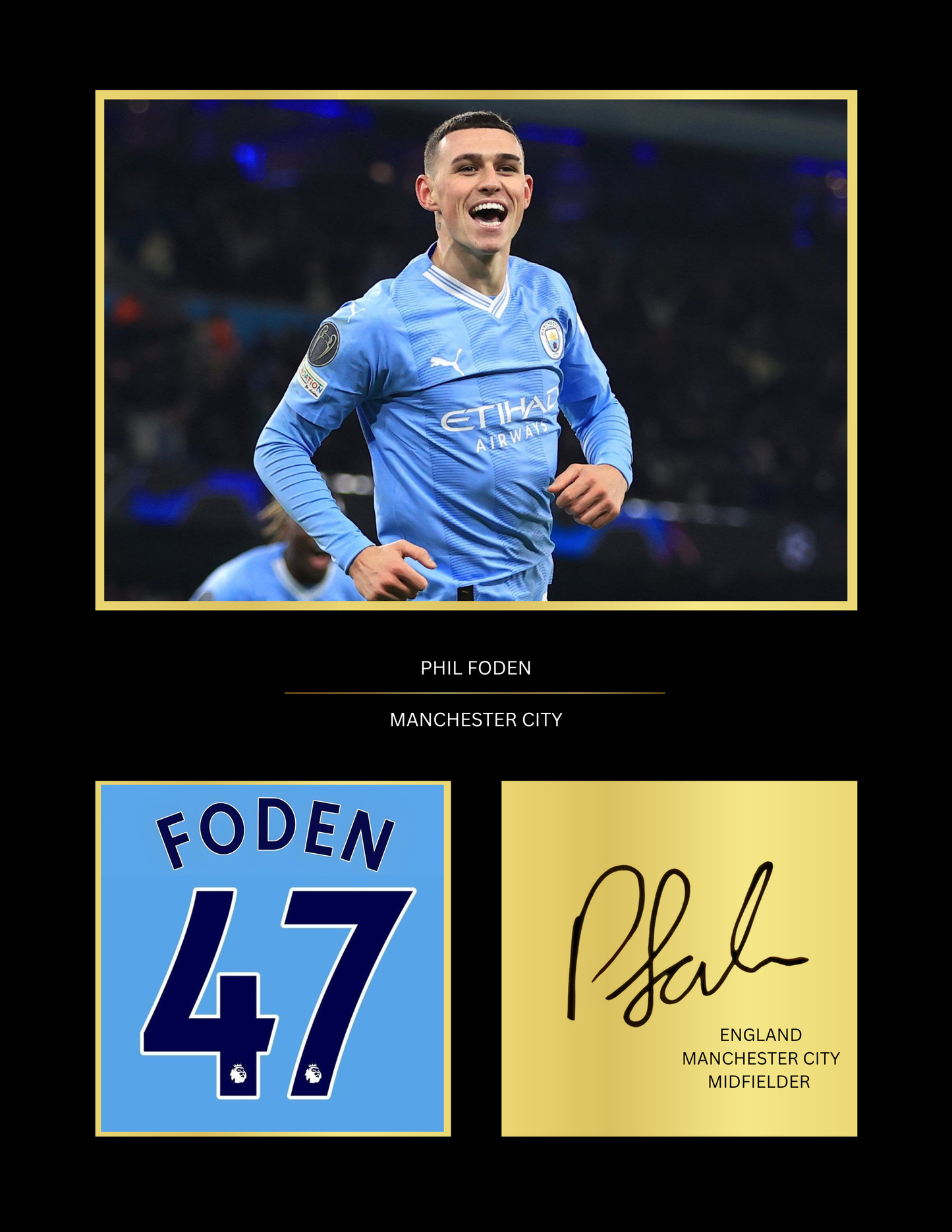 Phil Foden Manchester City Art Print | Foden Man City Poster | Etihad Stadium Football Wall Art | Cityzens Fan Gift