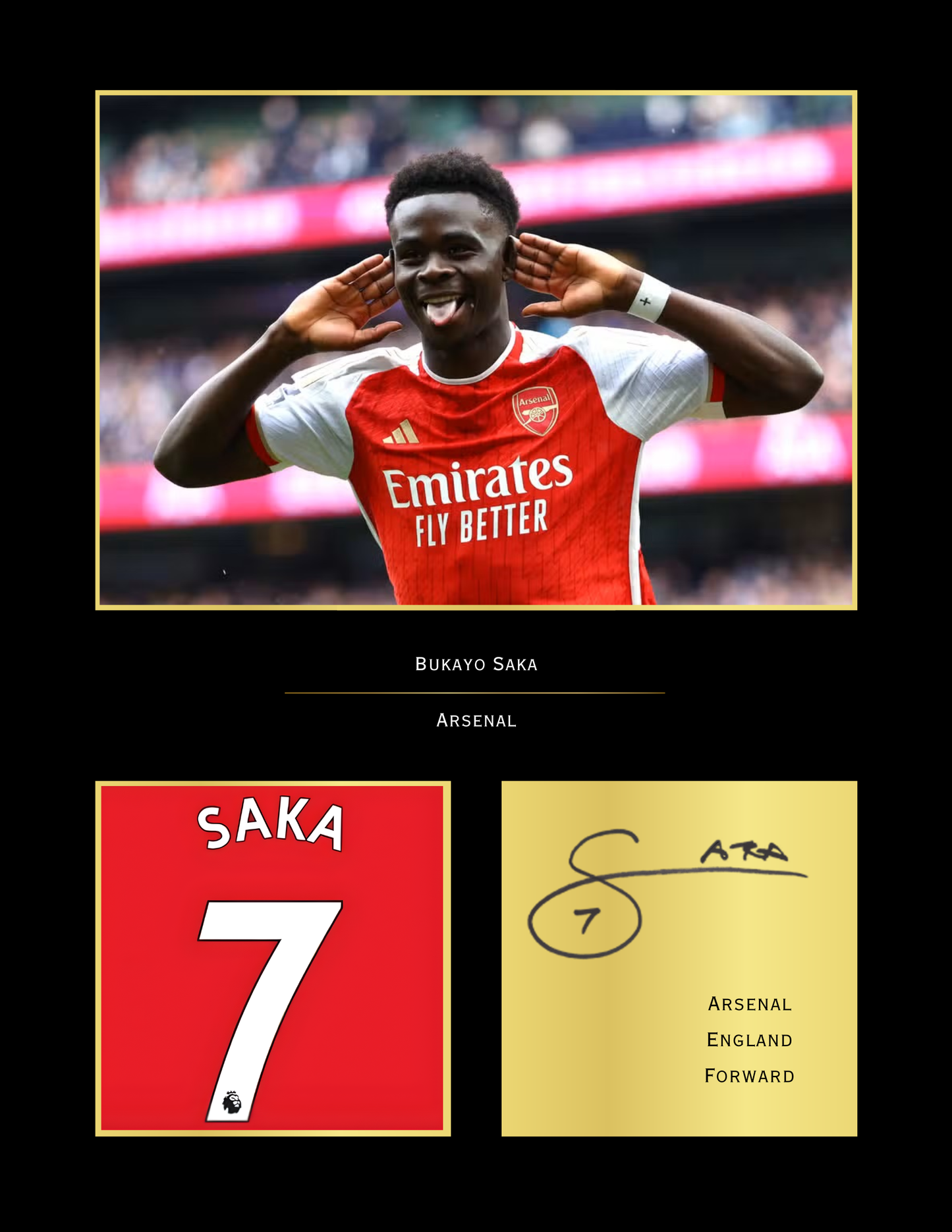 Bukayo Saka Arsenal FC Art Print | Saka Poster | Gunners Football Wall Art for Fans