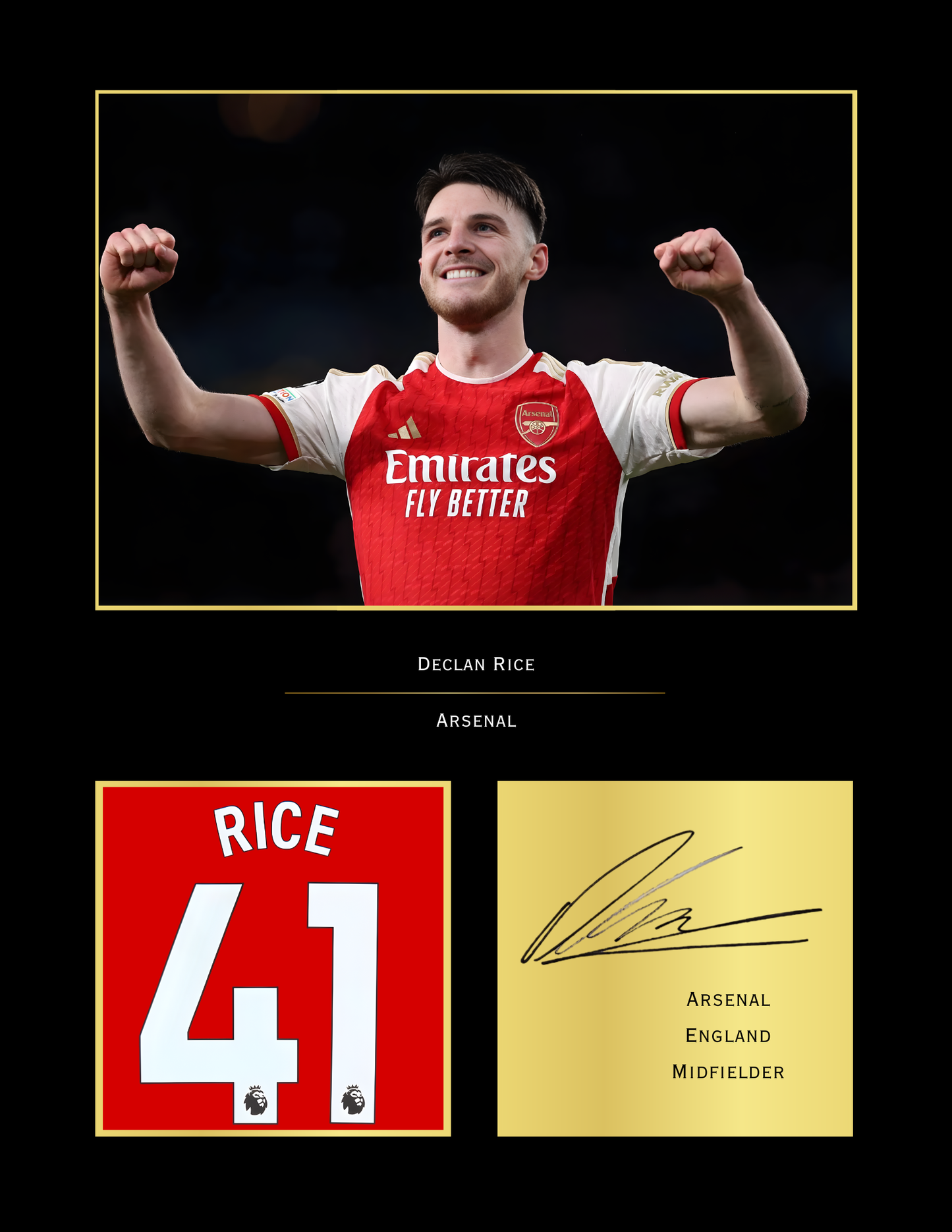 Declan Rice Arsenal FC Art Print | Midfielder Poster | Football Wall Art for Fans