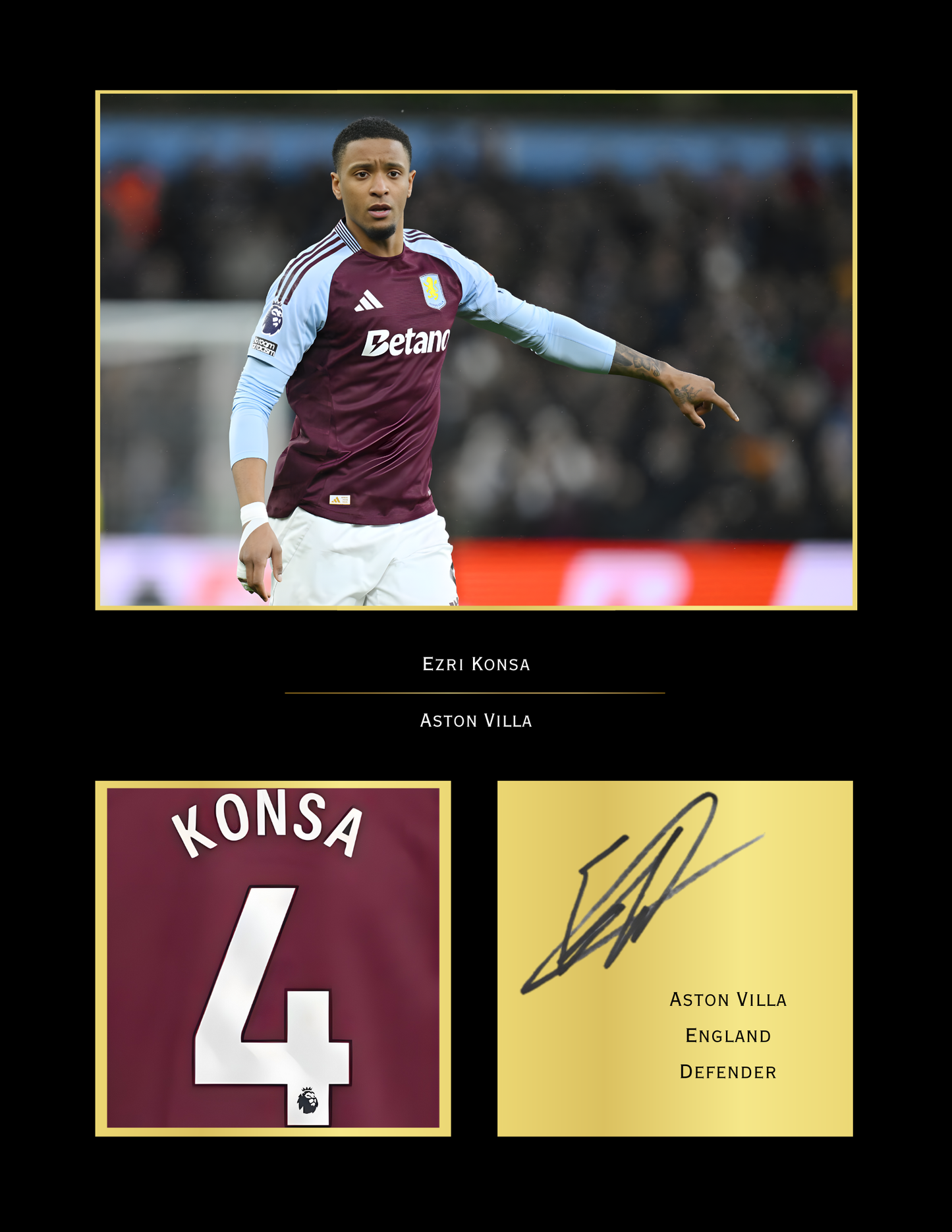Ezri Konsa Aston Villa Art Print | Konsa AVFC Poster | Villa Park Football Wall Art | Aston Villa Defender Gift