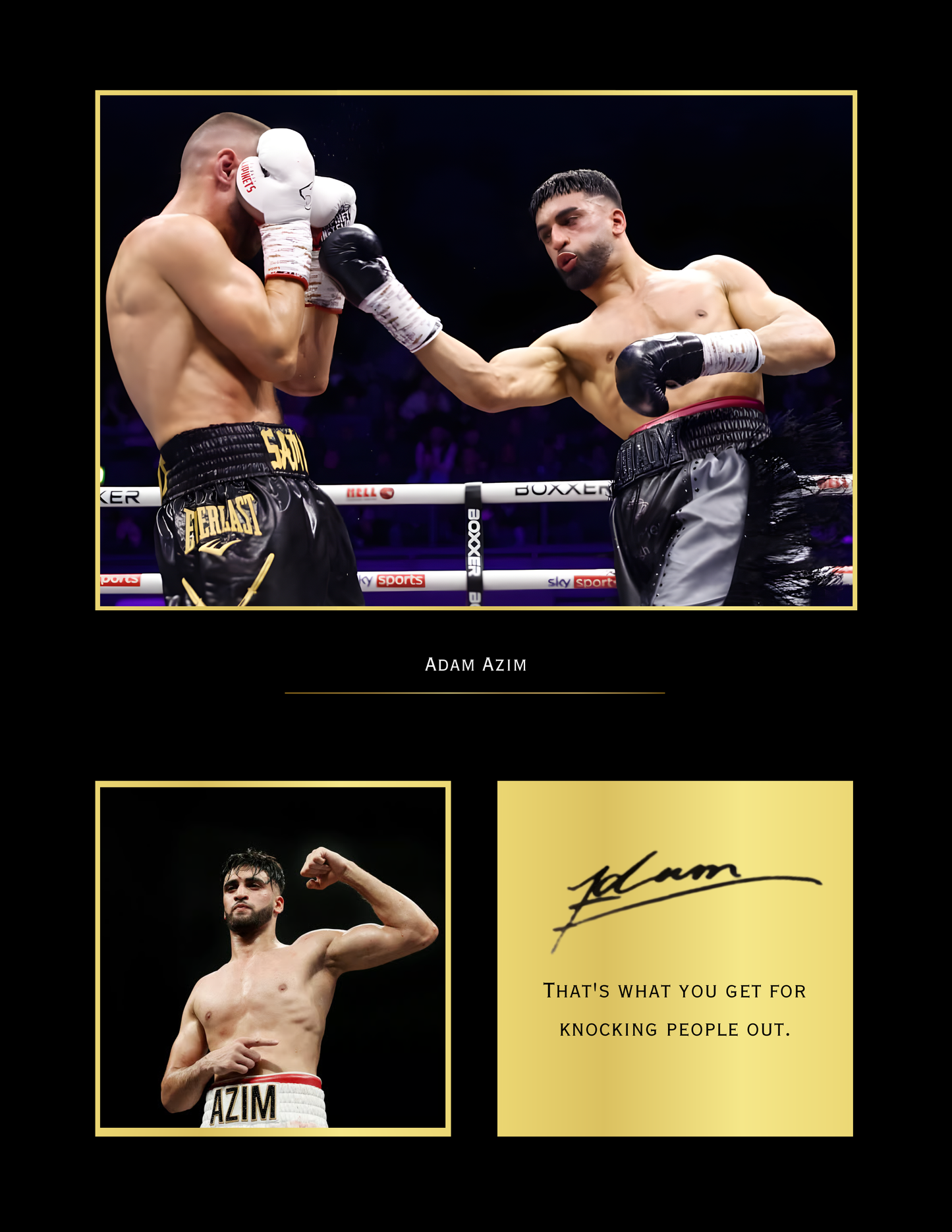 Adam Azim Boxing Art Print | Rising Star Poster | Lightweight Champion Wall Art for Fans