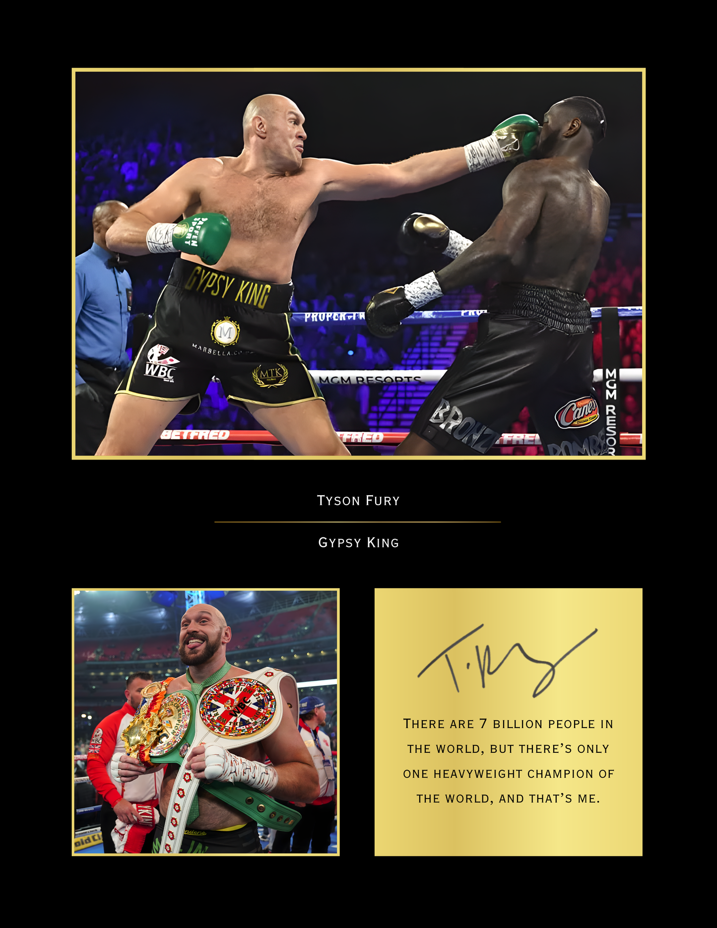 Tyson Fury Signed Boxing Art Print | Autograph Print | Gypsy King Wall Art for Fans