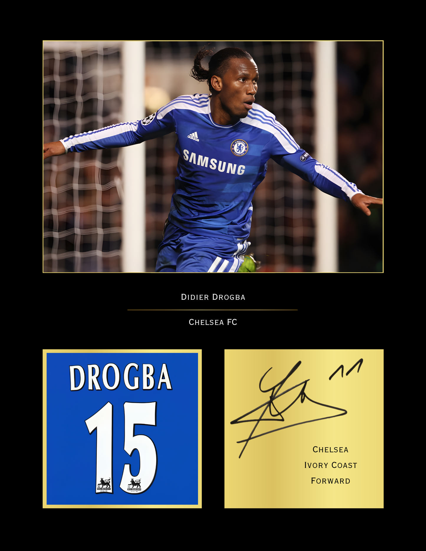 Didier Drogba Chelsea Art Print | Drogba CFC Poster | Stamford Bridge Football Wall Art | Chelsea Legend Gift