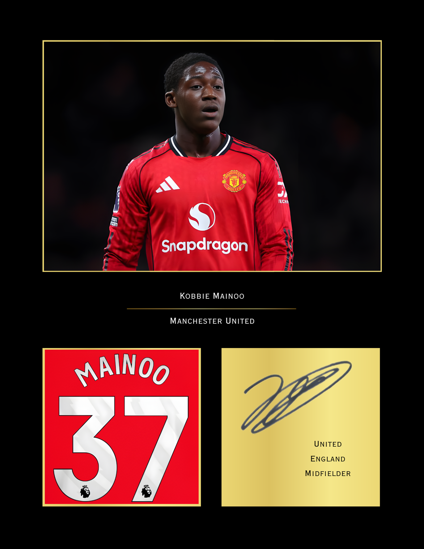 Kobbie Mainoo Manchester United Art Print | Mainoo MUFC Poster | Old Trafford Football Wall Art | Man United Fan Gift