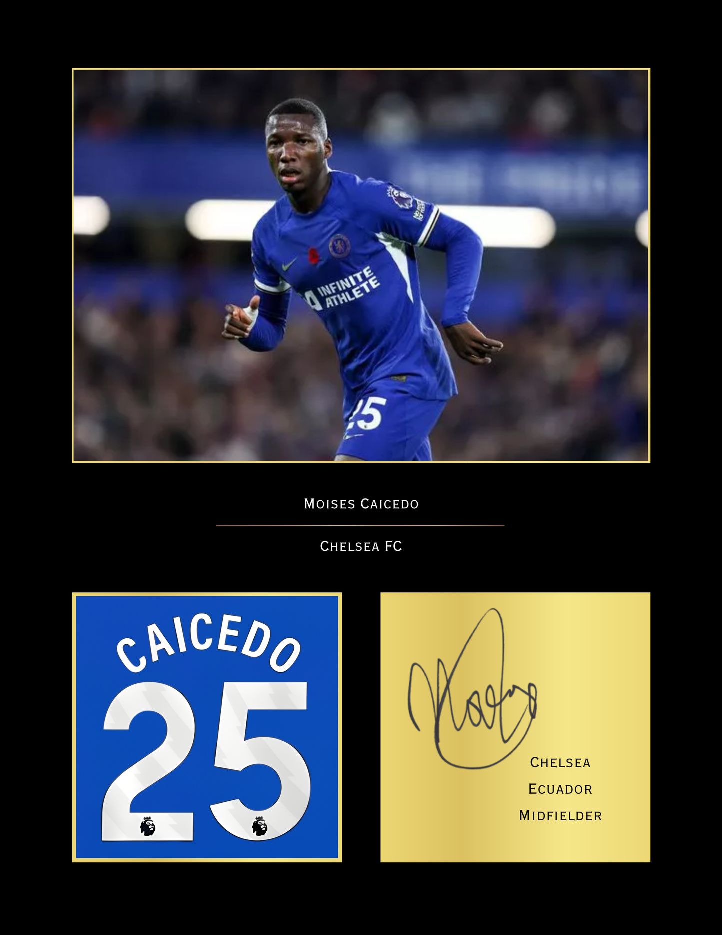 Moisés Caicedo Chelsea Art Print | Caicedo CFC Poster | Stamford Bridge Football Wall Art | Chelsea Gift