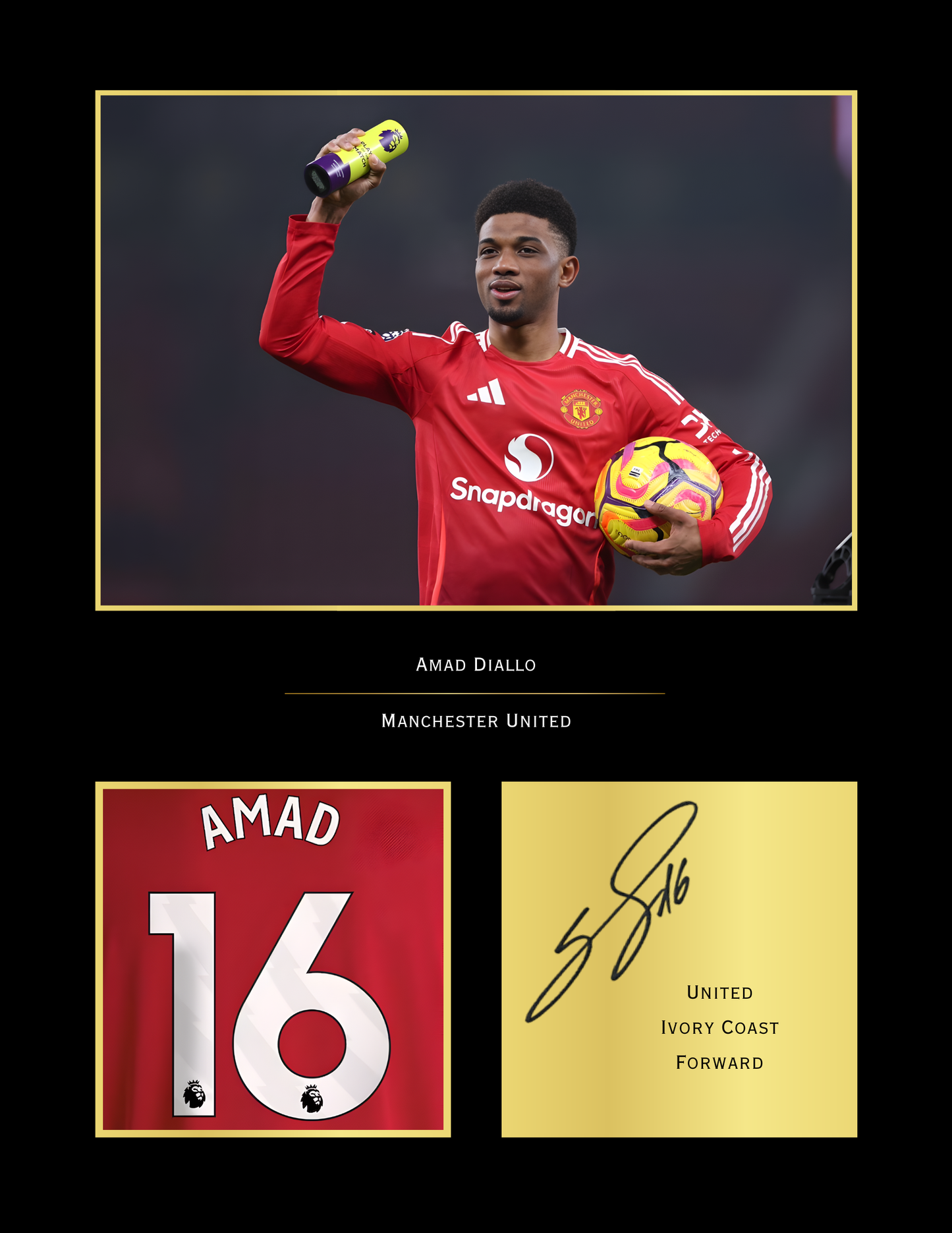 Amad Diallo Manchester United Art Print | Amad MUFC Poster | Old Trafford Football Wall Art | Man United Gift