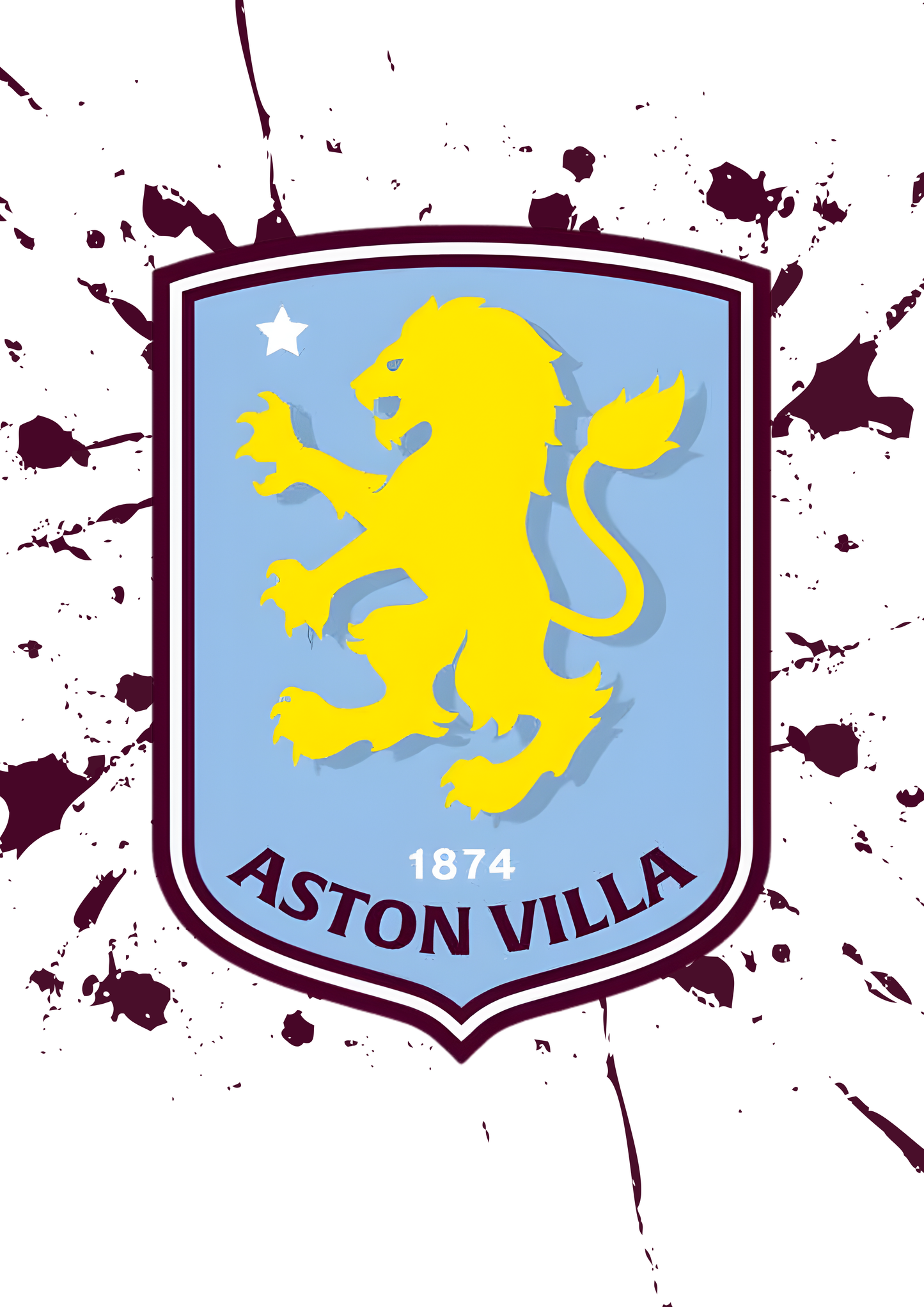 Aston Villa Badge Art Print | AVFC Crest Print | Claret & Blue Football Wall Art for Villa Fans