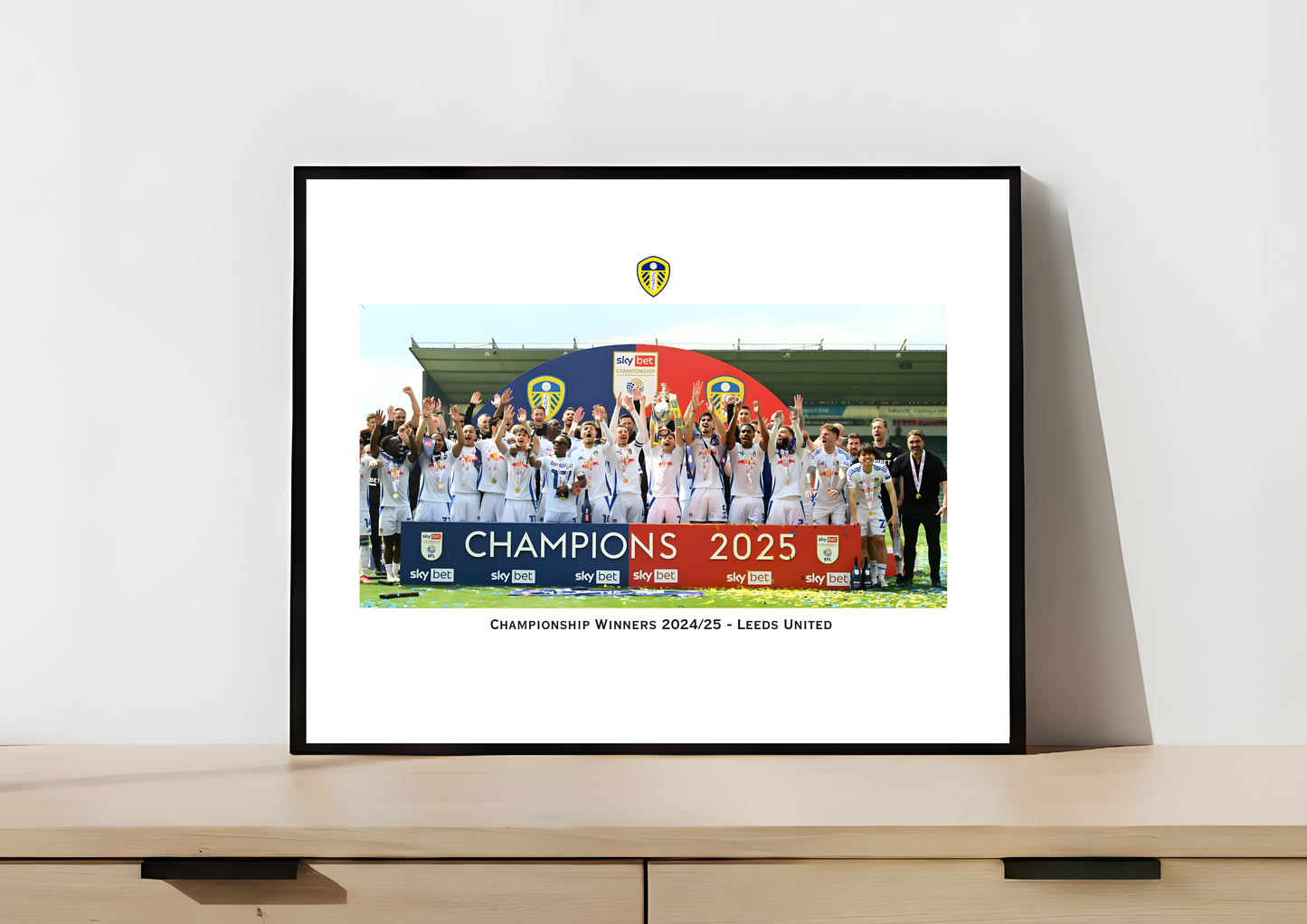 Leeds United Championship Winners Art Print | LUFC Champions Poster | Football Wall Art for Leeds Fans
